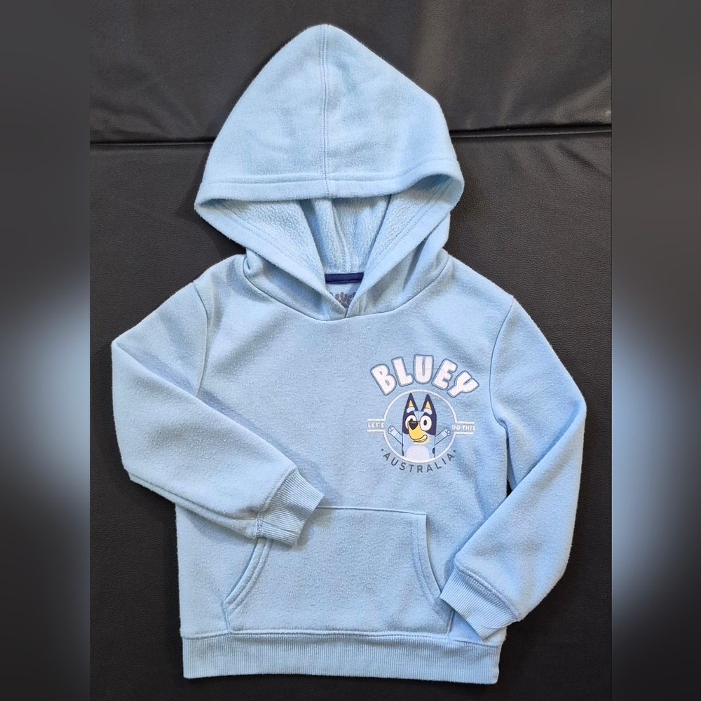 Bluey Toddler "Let's Do This"  Light Blue Hoodie Sweatshirt Size US 3T